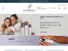Hydrinity Skin Science website screenshot