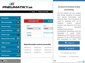 'pneumatiky.sk' screenshot