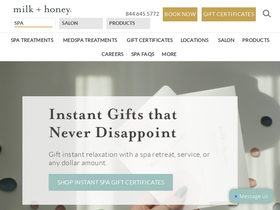 'milkandhoneyspa.com' screenshot