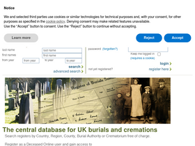'deceasedonline.com' screenshot