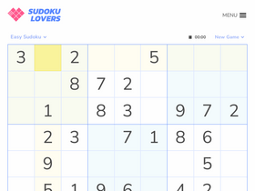 'sudokulovers.com' screenshot