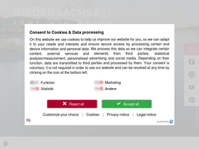 'reiseland-niedersachsen.de' screenshot