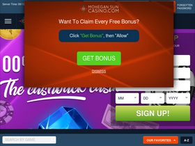 'mohegansuncasino.com' screenshot