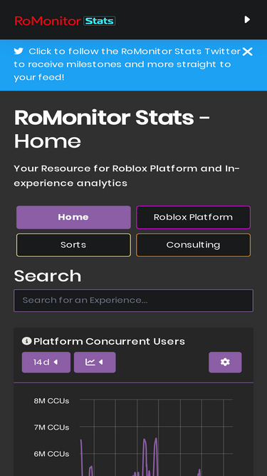 Rolimon's Game Analytics, Free statistics for Roblox games - Community  Resources - Developer Forum