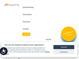 'zipreporting.com' screenshot