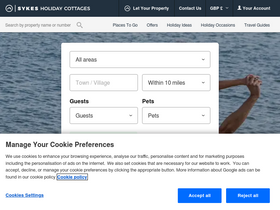 'sykescottages.co.uk' screenshot