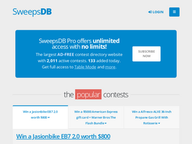 'sweepsdb.com' screenshot
