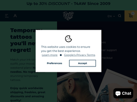 Tattooforaweek.com homepage screenshot