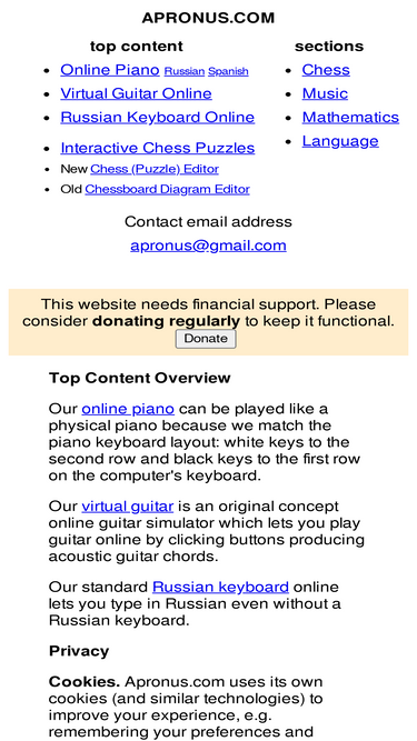 Virtual deals piano apronus