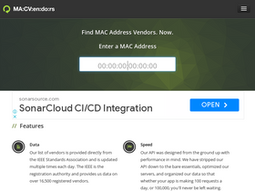 'macvendors.com' screenshot