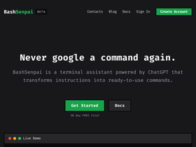 BashSenpai - Terminal assistant harnessing ChatGPT for context-aware commands