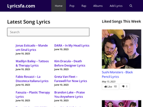'lyricsfa.com' screenshot