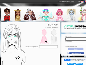 'virtualpopstar.com' screenshot