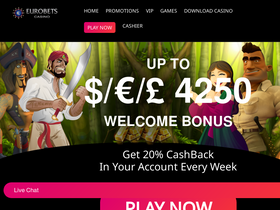 'eurobetscasino.com' screenshot