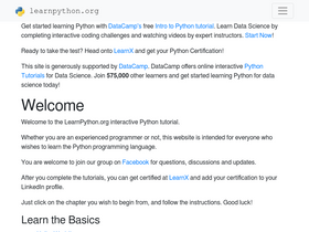 'learnpython.org' screenshot