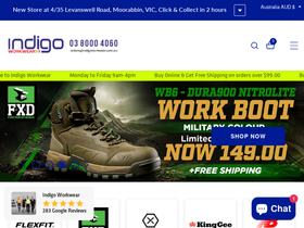 indigoworkwear.com.au homepage screenshot