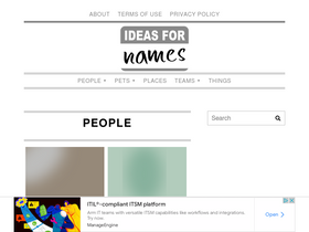 'ideasfornames.com' screenshot