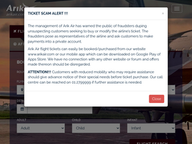 'arikair.com' screenshot