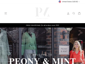Peony & Mint homepage screenshot