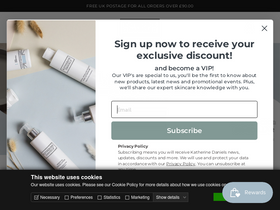 katherinedanielscosmetics.com website screenshot