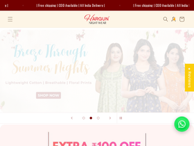 Hargun Nightwear homepage screenshot