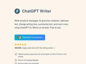 ChatGPT Writer - Revolutionize writing: AI-enhanced emails, error correction, tone adjustment, multilingual support.