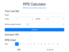 'rpecalculator.com' screenshot