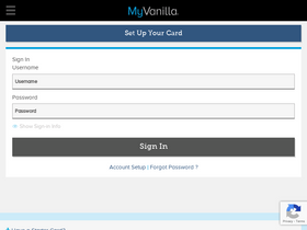 'myvanillacard.com' screenshot