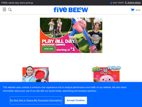 'fivebelow.com' screenshot