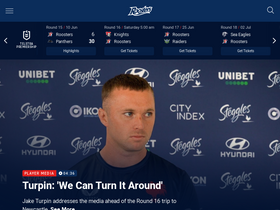 'roosters.com.au' screenshot