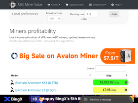 'asicminervalue.com' screenshot