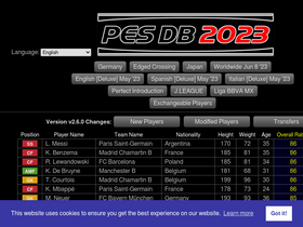 'pesdb.net' screenshot