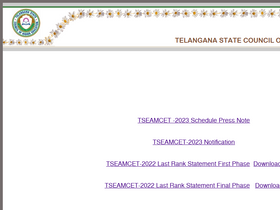 'tseamcet.nic.in' screenshot
