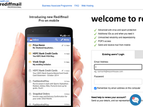 'rediffmailpro.com' screenshot