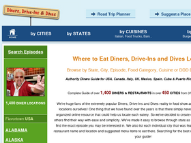 'dinersdriveinsdiveslocations.com' screenshot