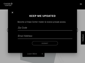 'chasecenter.com' screenshot
