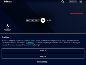 'uefa.tv' screenshot
