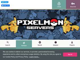 'pixelmonservers.com' screenshot