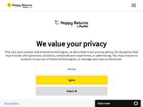 'us-deltahub.happyreturns.com' screenshot