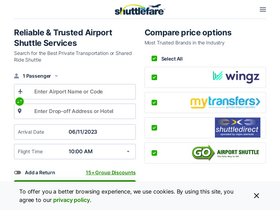 'shuttlefare.com' screenshot