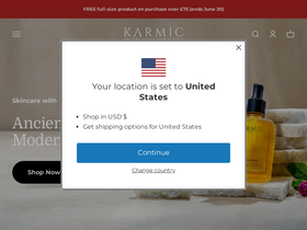 Karmic Skin homepage screenshot