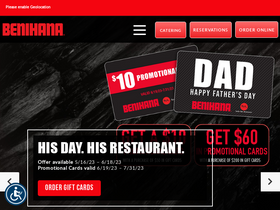 'benihana.com' screenshot