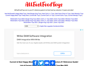 'allfastfoodtoys.com' screenshot