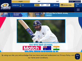 'mumbaiindians.com' screenshot