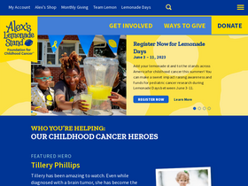 'alexslemonade.org' screenshot