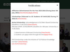 'ue.edu.pk' screenshot