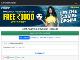 'advancecricket.com' screenshot