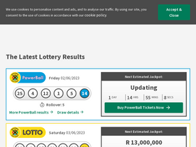 'lotteryresults.co.za' screenshot