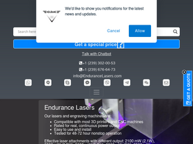 'endurancelasers.com' screenshot