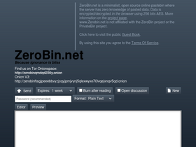 'zerobin.net' screenshot